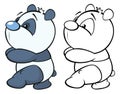 Vector Illustration of a Cute Cartoon Character Panda for you Design and Computer Game. Coloring Book Outline Set Royalty Free Stock Photo